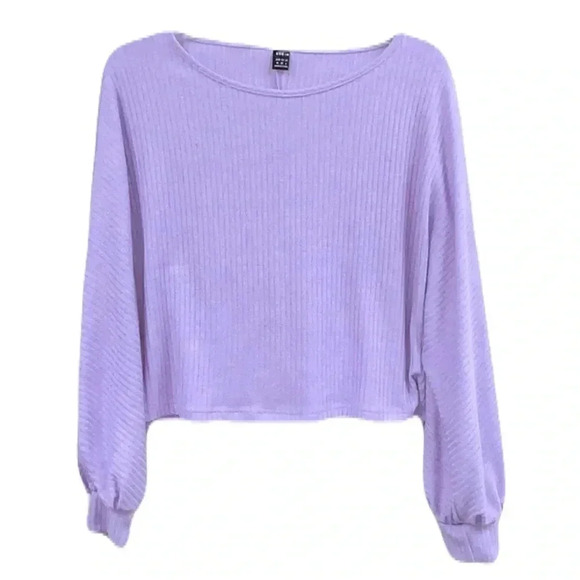 SHEIN Privé Ribbed Long Sleeve Semi-Cropped Tee size 6 - Picture 1 of 4